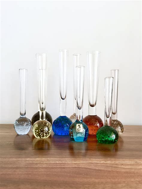 Collection Of 9 Bubble Vases Controlled Bubble Flute Vase