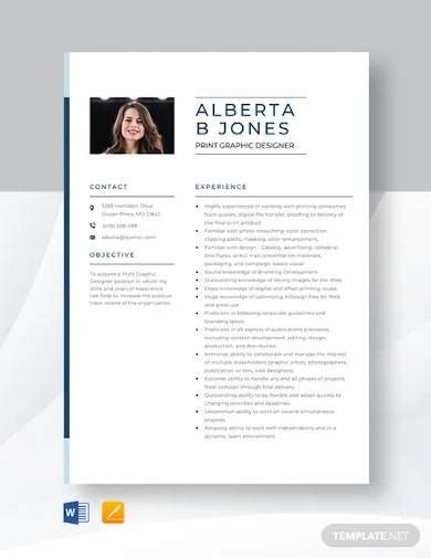sample graphic designer resume templates  ms word  pages