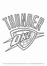 Thunder Logo Oklahoma City Draw Drawing Nba Step Drawings Sports Paintingvalley Learn sketch template