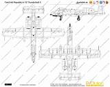 Thunderbolt Ii Republic Fairchild Drawing Blueprints sketch template