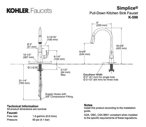 kohler   cp simplice single hole pulldown kitchen faucet polished chrome faucetdepotcom