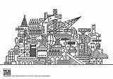 Coloring City Futuristic Architecture Pages Twisted Drawing Adults Living Printable Adult Streets Book Designlooter Color Template Drawings sketch template