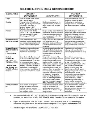 grading rubric   reflection paper fill  printable