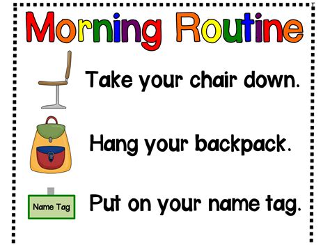 kindergarten kids  play classroom morning routine poster freebie   word wall update