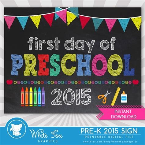 day  preschool sign st day  school printable  day