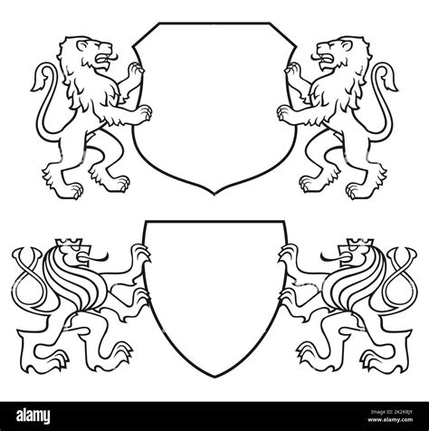 coat  arms  lions isolated  white background illustration