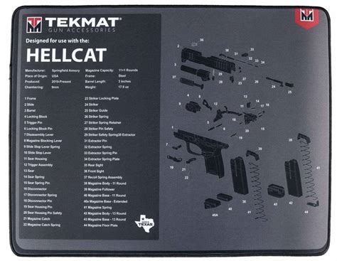 tekmat tekrhellcat ultra premium cleaning mat springfield hellcat parts diagram