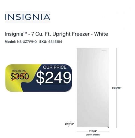 Insignia Ns Uz7wh0 7 Cu Ft Garage Ready Upright Freezer White Ebay