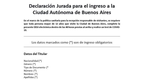 así será la declaración jurada que deberán completar los turistas