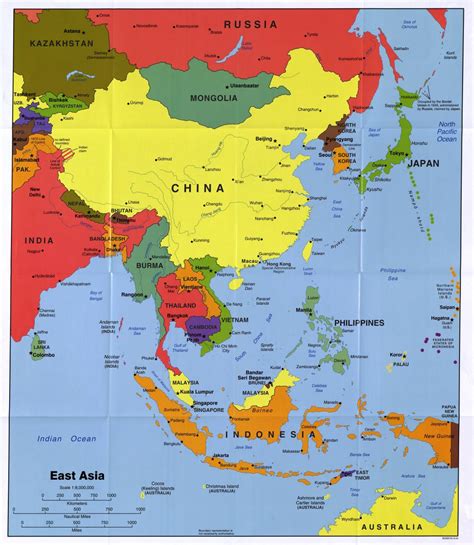 Large Detailed Political Map Of East Asia With Major