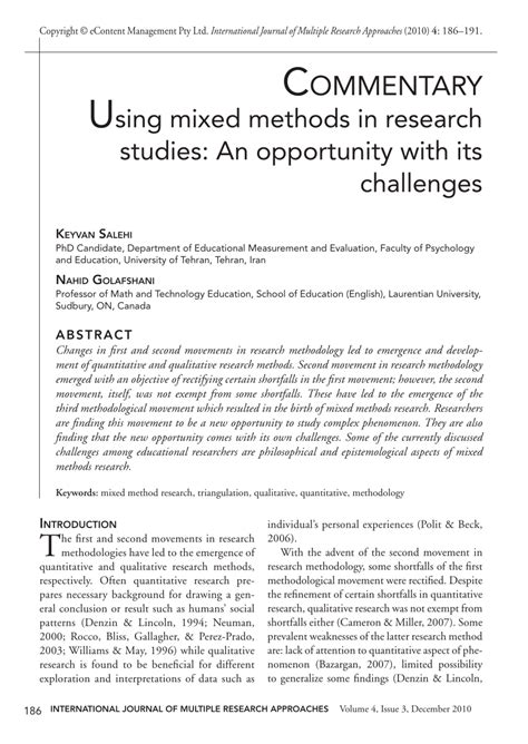 commentary  mixed methods  research studies