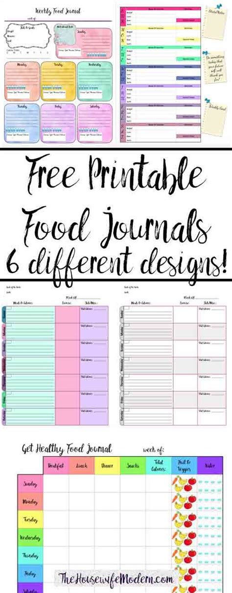 printable food journals   designs food journal