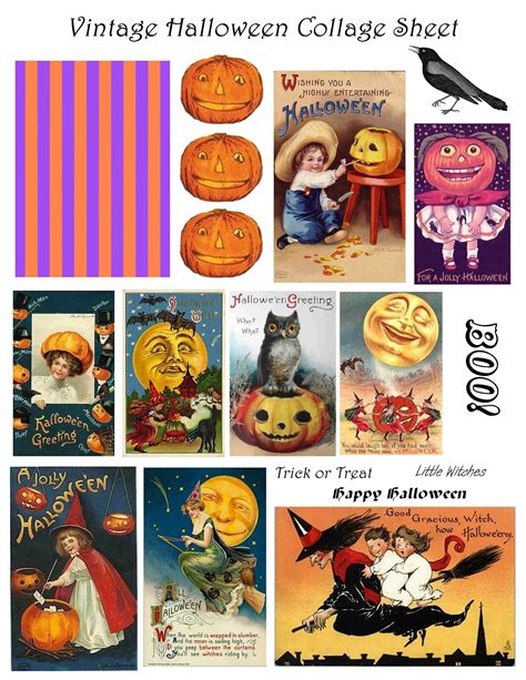 vintage digital stamps  vintage printable halloween collage