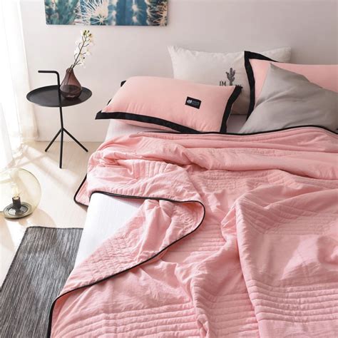 pc summer quilt summer bed cover pink quilt bedding queen size quilt light weight solid color