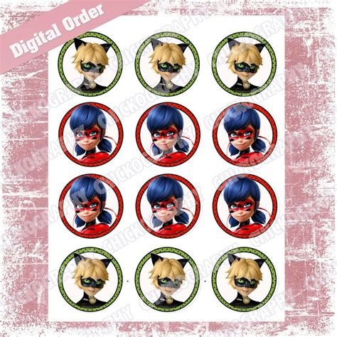 miraculous ladybug diy cupcake toppers instant