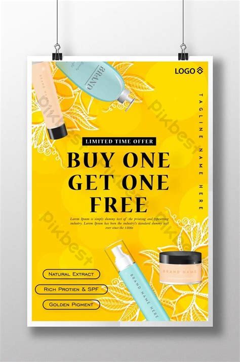 gambar poster promosi produk kosmetik lucu berwarna kuning