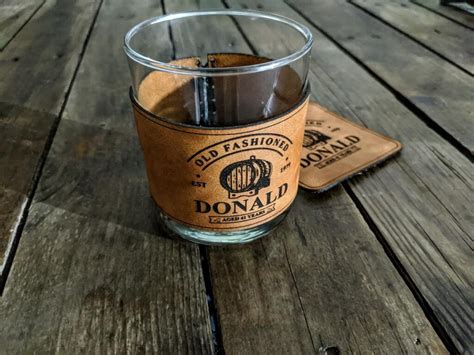 leather wrapped whiskey glass w coaster pg hat co