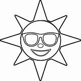 Sun Happy Coloring Pages Template Glasses Face Printable Star Templates Preschool sketch template