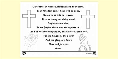lords prayer colouring page printable colouring sheets