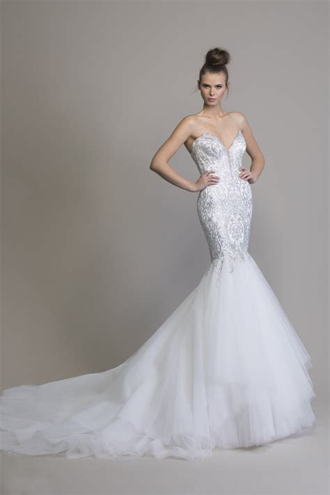 Mermaid Embellished Wedding Dress With Tulle Skirt