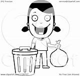 Trash Girl Taking Clipart Coloring Cartoon Happy Cory Thoman Outlined Vector Illustration 2021 sketch template
