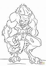 Werewolf Coloring Pages Halloween Printable Monster Drawing Getdrawings Monsters Drawings Popular sketch template