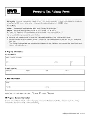 fillable  property tax rebate form fax email print pdffiller