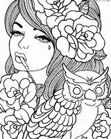 Coloring Pages Girls Pen Girl Gel Printable Pretty Rated Detailed Size Color Getcolorings Tattoo Colorings Print Female Getdrawings Adult Adults sketch template