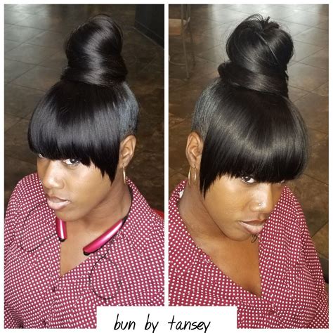 26 Bun And Bangs Hairstyle With Weave Hairstyle Catalog