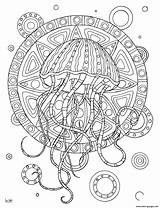 Coloring Pages Jellyfish Tribal Adults Pattern Adult Printable Coloriage Adulte Color Print Template Book Colored Awesome Drawing Templates sketch template