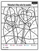 Valentine Worksheets Printable Kindergarten Valentines Activities Pdf Color Number Coloring Numbers Math Visit sketch template