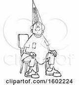 Dunce Hat Clipart Royalty Lineart Sitting Wearing Chair Boy Cartoon Vector Rf Illustrations Djart sketch template