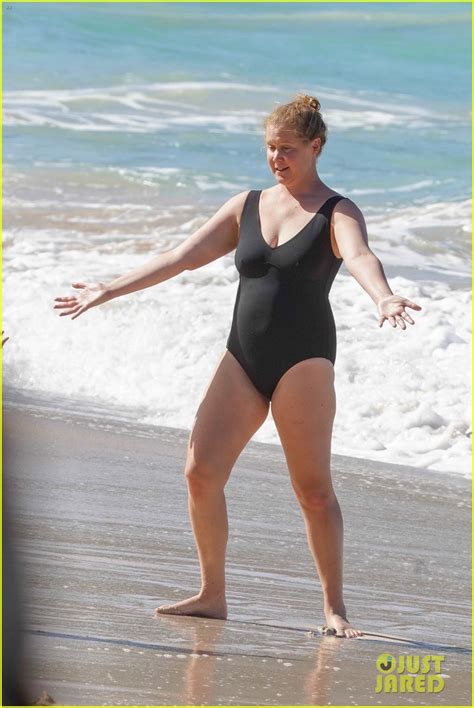 Amy Schumer Rocks Black Bathing Suit At The Beach With Husband Chris