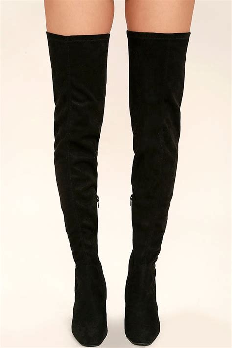 Sexy Black Boots Thigh High Boots Black Vegan Suede Boots 39 00