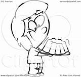 Outlined Jiggly Jello Holding Girl Clipart Royalty Toonaday Vector Cartoon Illustration sketch template