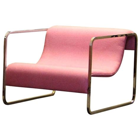 milo baughman style chrome low slung lounge chair