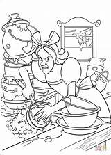 Coloring Pages Kitchen Clean Sister Cinderella Must Printable Drawing sketch template