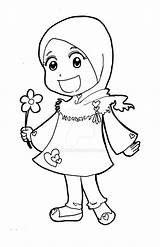 Muslim Ana Coloring Girl Cartoon Lady Little Template Pages Deviantart Sketch sketch template