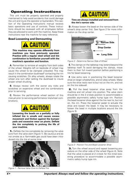caution operating instructions coats  tire changer user manual page