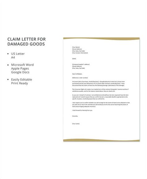 sample claims letter templates   ms word google docs