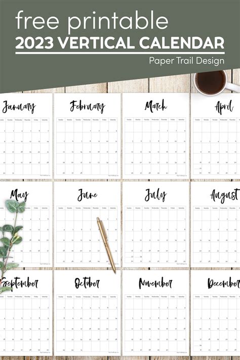 printable monthly calendar paper trail design