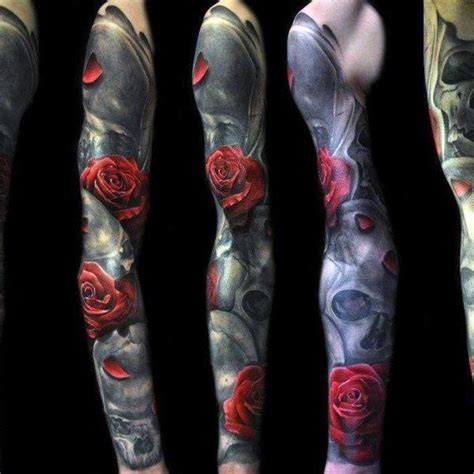 skull sleeve tattoos  men masculine design ideas
