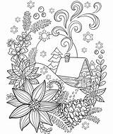 Crayola Sneeuw Mandala Schnee Blokhut Kabine Natal Sheets sketch template