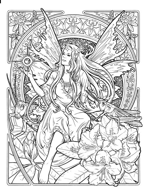 detailed fairy coloring pages  adults ideas
