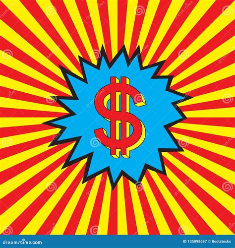 dollar icon   pop art explosion stock illustration illustration  dollar blast