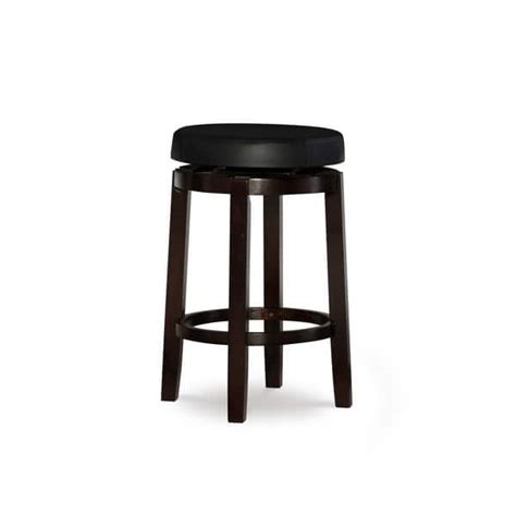 Dorothy Black Faux Leather Backless Swivel Counter Stool Bed Bath