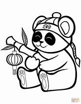 Panda Coloring Pages Cute Bamboo Bear Printable Cartoon Lantern Drawing Print Paper sketch template