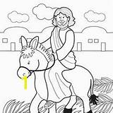 Jesus Coloring Donkey Riding Sunday Palm Pages Entry Triumphal Bible Jerusalem Easter Rides His Kids Craft Into Clipart Para Sheet sketch template