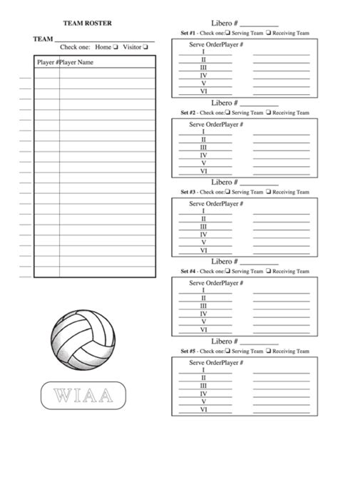 printable volleyball lineup sheet template prntbl