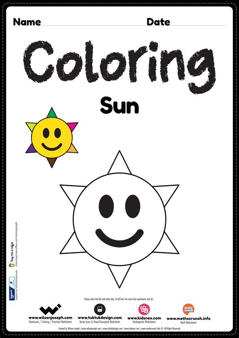 sun coloring page  printable   preschool kids